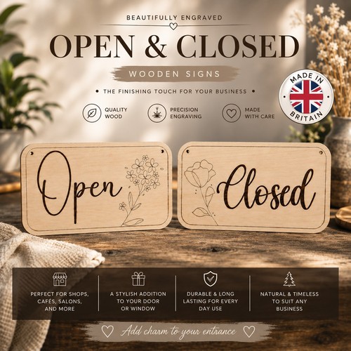Handmade wooden open closed - wooden,