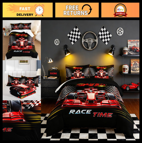 Twin race car bedding - car,