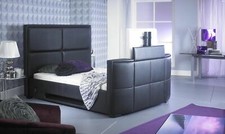 4ft6 5ft 6ft Electric Zynah Bonded Leather TV Bed - Fits up to 32" TV- 3 Colours