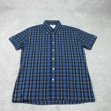 Brutus Shirt Mens Large Navy Check Plaid Trimfit Casuals Mod Ska Terrace 6426
