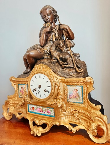 Antique french figural mantel - figural,
