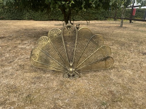Antique brass peacock fire - brass,