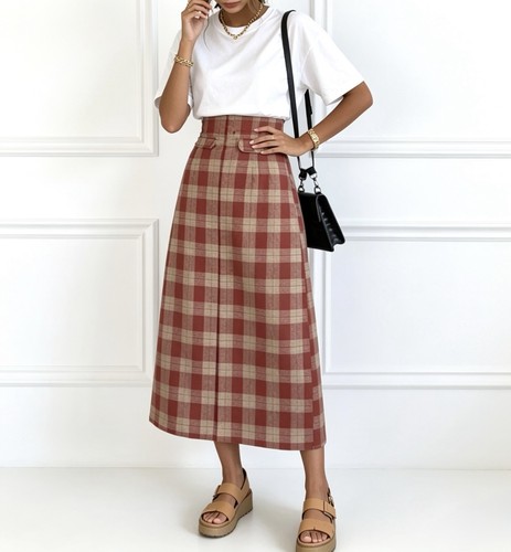 Vintage plaid midi - vintage, skirt