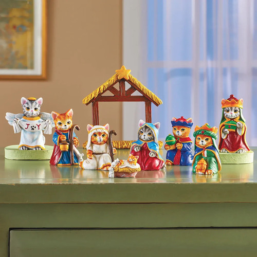 Piece christmas cat nativity - cat,