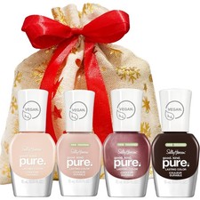 SALLY HANSEN NAIL VARNISH  POLISH  PURE VEGAN  4 X 10ML  GIFT SET WITH BAG