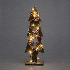 30cm Green Wooden LED Tree