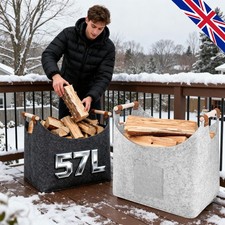 Log Basket Fire Wood Storage Fireplace Kindling Box Old Apple Crate Firewood Bag