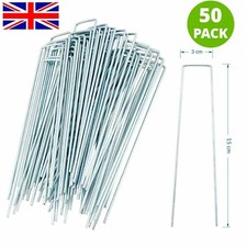 50x Galvanised U Pins Weed