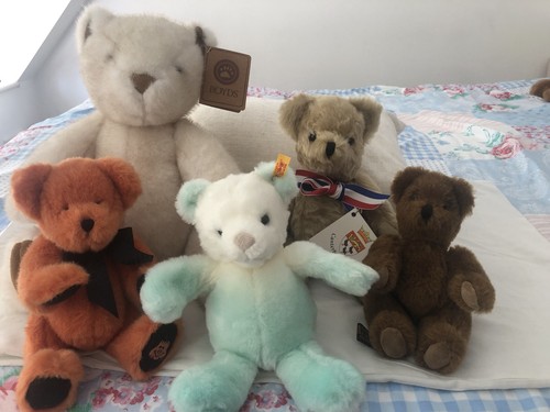 Five collectable bears steiff - collectable,