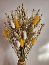 DRIED FLOWER BOUQUET 40CM HANDMADE NATURAL MIXED - NATURAL, YELLOW & WHITE