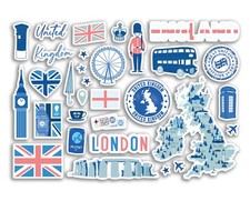 A5 Sticker Sheet Blue England Vinyl Stickers - London UK Holiday Travel #80281