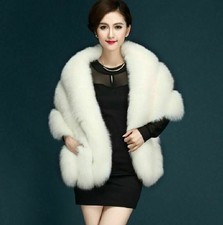Bridal Faux Mink Fur Shawl Wrap Shrug Warm Coat Wedding Dress Cocktail Stole UK