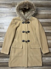Marvin Richards Duffle Coat Womens Size 8 Camel Wool Nylon Cashmere Racoon Fur