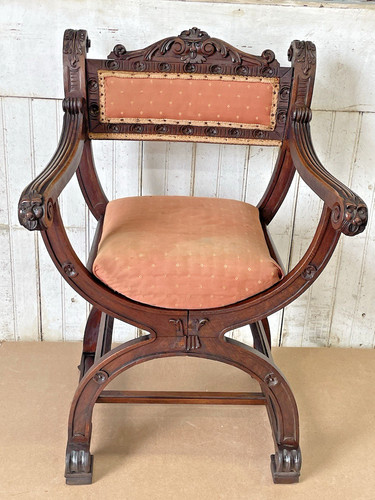 Antique carved face arm - face, chair