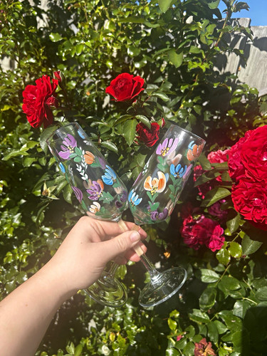 Set hand painted - 2, floral