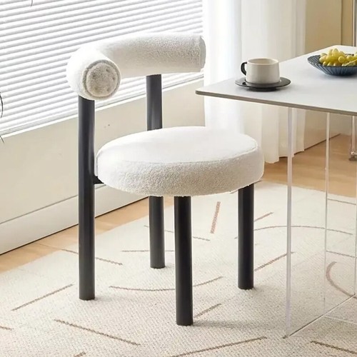 White soft makeup vanity - white, chair