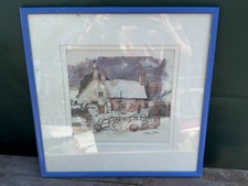 VINTAGE GRAHAM CLARKE 1983 SIGNED PRINT FRAMED COTTAGE ART ENGLISH COUNTRYSIDE