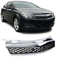 DEBADGED BLACK & CHROME HONEYCOMB GRILL FOR VAUXHALL ASTRA H GTC 3 DOOR TWIN TOP