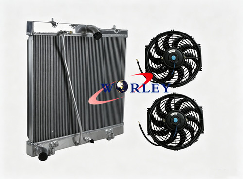 2row aluminum radiator - aluminum, radiator+fan