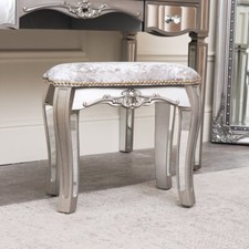 Silver mirrored dressing table boudoir stool shabby chic bedroom furniture seat