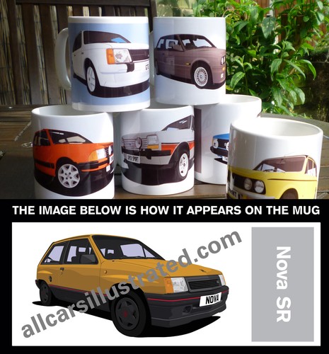 Vauxhall nova car art mug - nova, sr