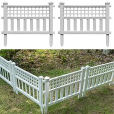 4PK White Plastic Fence Panels Garden Lawn Edging Plant