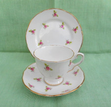 Royal Stafford Rosebud bone china tea trio - tea cup, saucer & round side plate