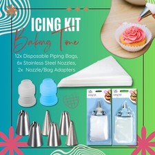 Cake Decorating Kit-Buttercream Frosting Bags, Icing Nozzles, Piping Bag Coupler
