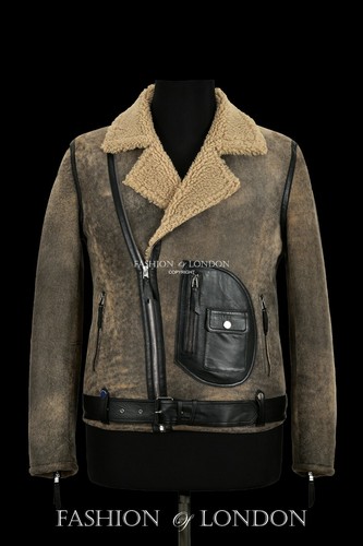 Men sheepskin jacket vintage - sheepskin,