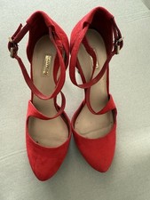 Carvela Women's Red High Heeled Suede Shoes Size 3 EU 36