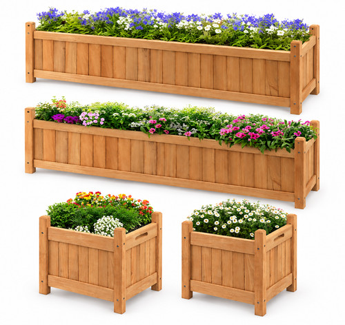 Wooden garden planters set - wooden, of