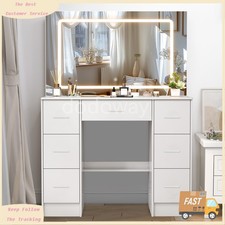 Vanity Set 10 LED Lights With 3 Colors Mirror Dressing Table Makeup Desk Drawer