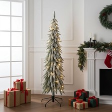 6ft Slim Snowy Pre Lit Pencil