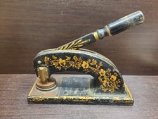 Antique Victorian Cast Embossing Press Embosser Stamp Floral Deco