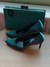 Next Emerald Green Shoes size 5. With Clutch Bag