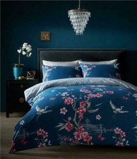 Akari Japanese Floral Style Duvet Quilt Covers Reversible Bedding Sets All Sizes