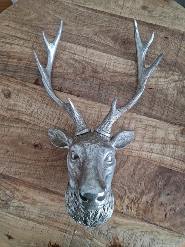 Wall mounted silver stag - mounted,