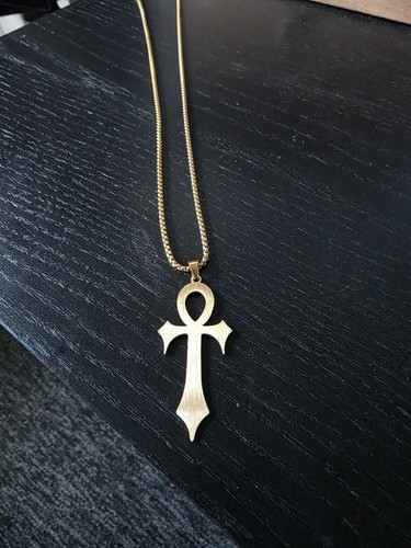 Gold coloured ankh - ankh, necklace