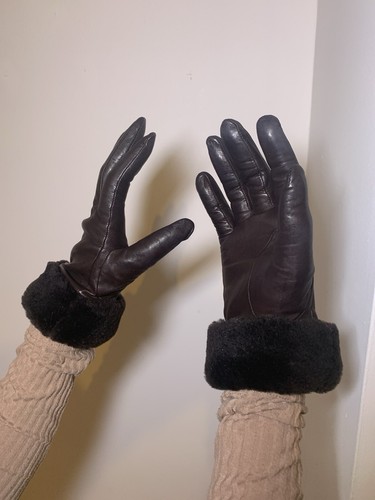Ugg brown leather gloves with - ugg,