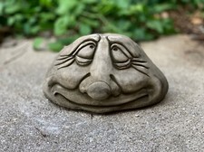 Funny rock face sculpture Concrete vintage face figurine Outdoor garden statue