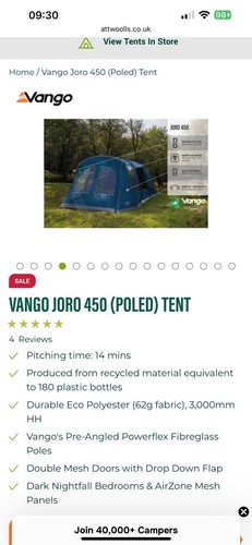 Vango joro 450 tent - vango,