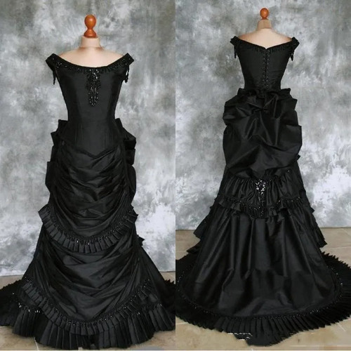Victorian black gown dresses - victorian,