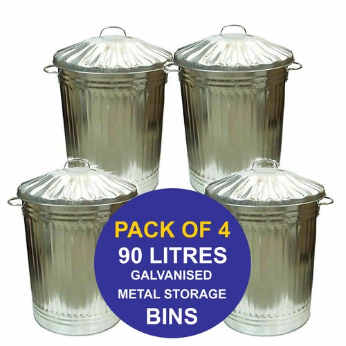90l galvanised metal bin home - galvanised,