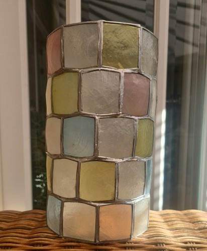 Pink blue lampshade - pink, capiz