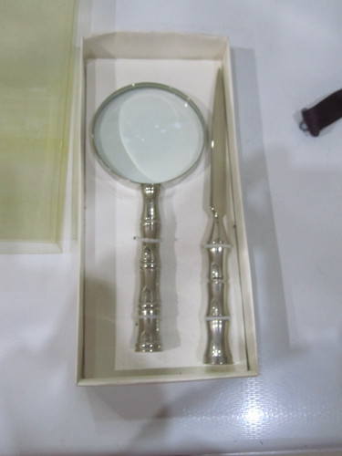 Silver metal magnifying glass - silver,