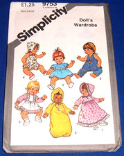 SIMPLICITY PATTERN 9753 DOLLS
