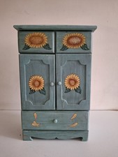 Green Shabby Chic Painted Mini Wood Kitchen Cabinet Spice Rack Vintage 30cm