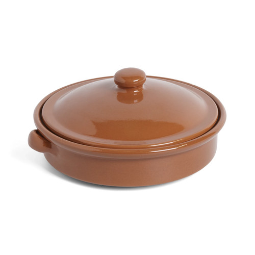 Terracotta round dish with - round, lid