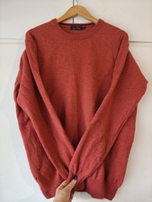 James Pringle Men’s Rust Red Pure New Wool Jumper – Size XL – Crew Neck Knit