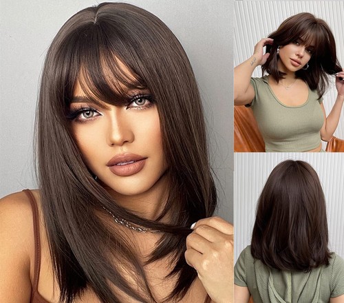 Womens dark brown wig with - womens,